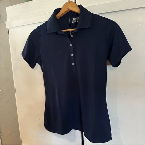 NWT Nike Dark Blue Women's 1/4 Button Down Collared  Short Sleeve Dri Fit Shirt - Picture 4 of 16